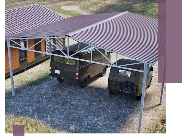 Двускатные навесы под ключ в Стерлитамаке — изготовление и монтаж